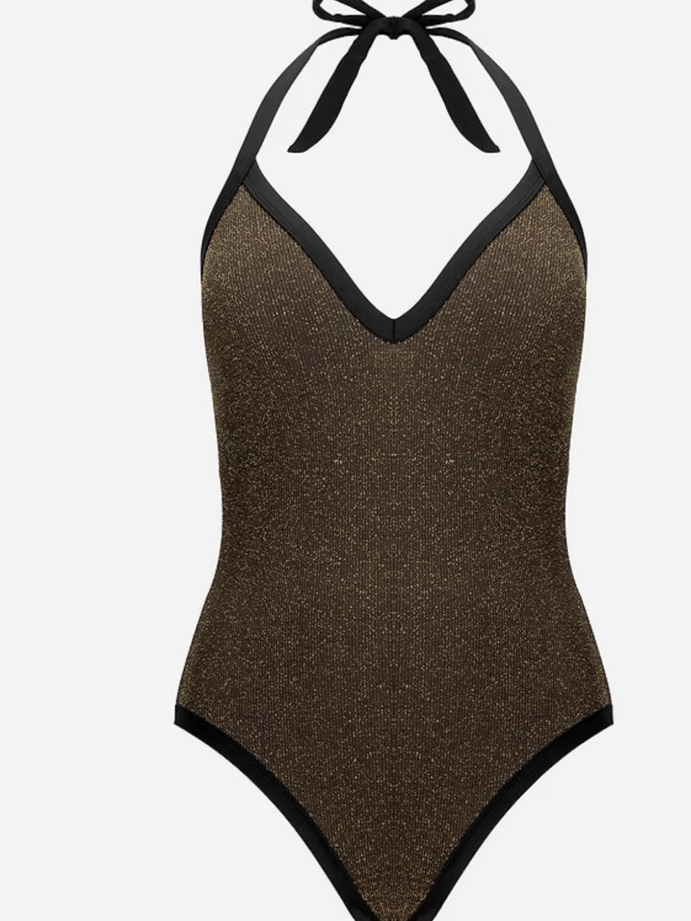 NWT Cupshe Shimmery Glitter Espresso One-Piece Swimsuit with Black Trim - XL - Picture 4 of 10